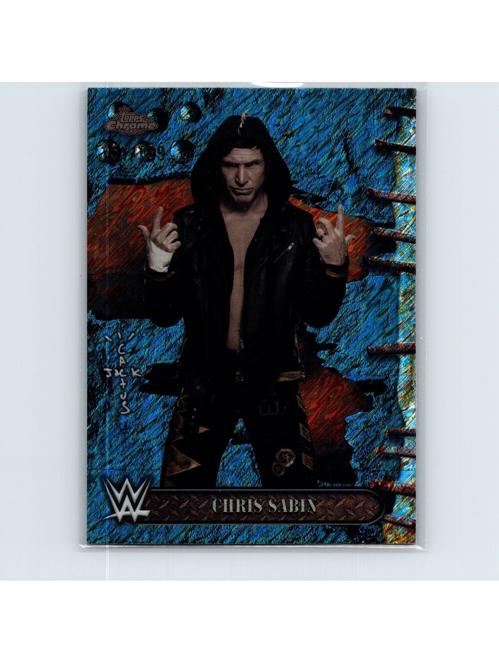 2025 Topps Chrome WWE x Cactus Jack Chris Sabin #83 Blue Refractor #/150